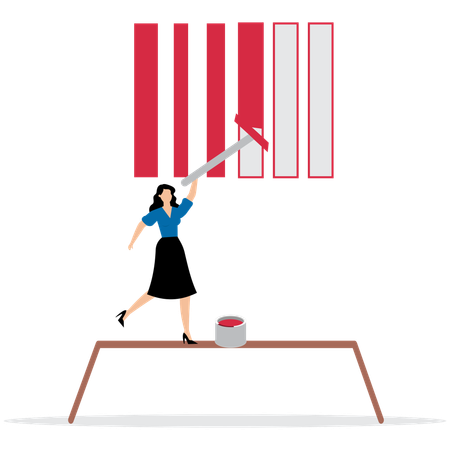 Businesswoman painting bar code  Illustration