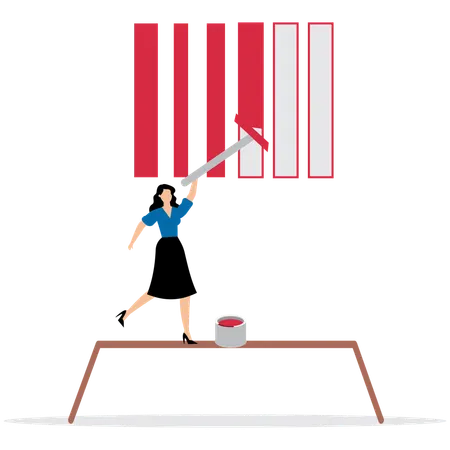 Businesswoman painting bar code  Illustration