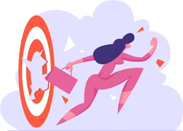 Businesswoman passing goal  Illustration