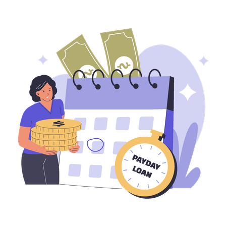 Businesswoman Payday Loan  Illustration