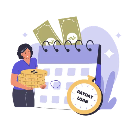 Businesswoman Payday Loan  Illustration