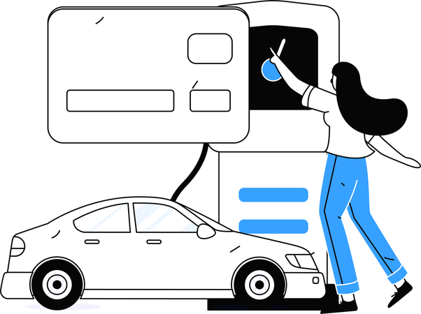 Businesswoman paying fuel bills  Illustration