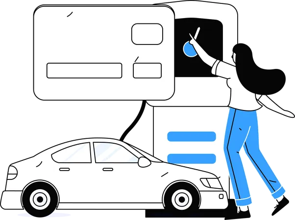 Businesswoman paying fuel bills  Illustration