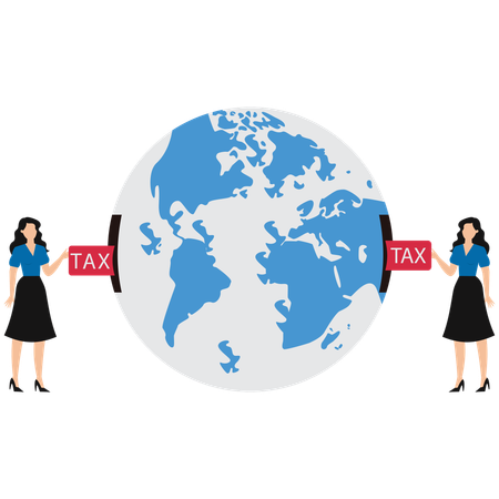 Businesswoman paying global tax  Illustration