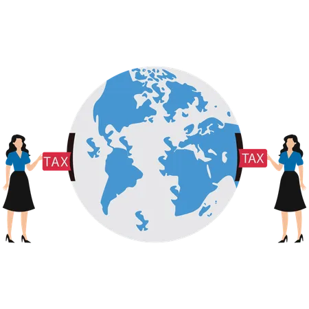 Businesswoman paying global tax  Illustration