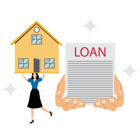 Businesswoman paying home loan  Illustration