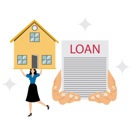 Businesswoman paying home loan  Illustration