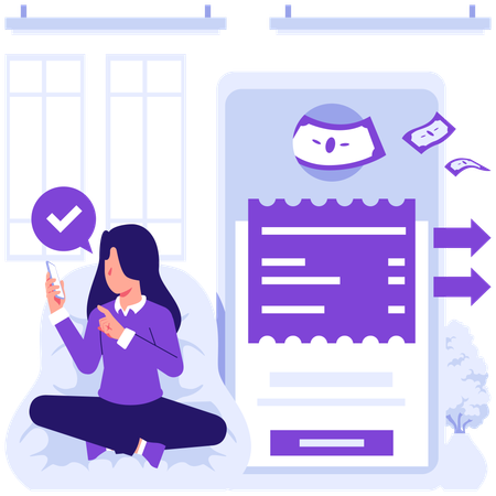 Businesswoman paying shopping bill  Illustration