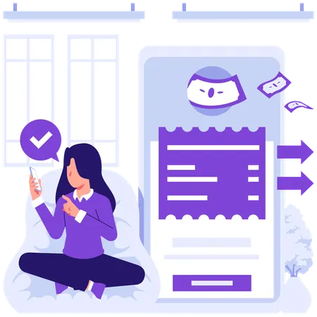 Businesswoman paying shopping bill  Illustration
