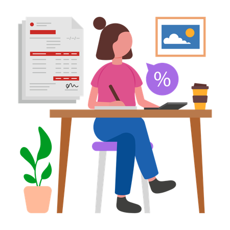 Businesswoman paying shopping Invoice  Illustration