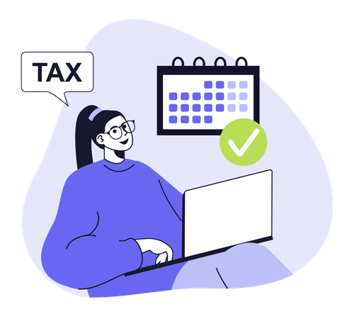 Businesswoman paying tax on date  Illustration