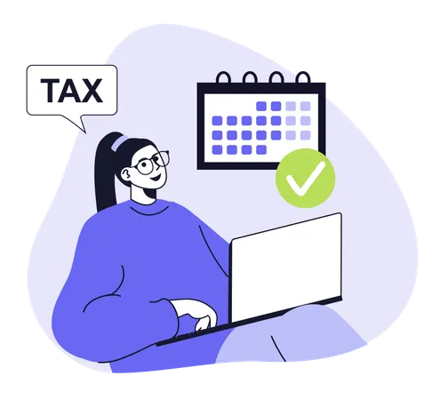 Businesswoman paying tax on date  Illustration