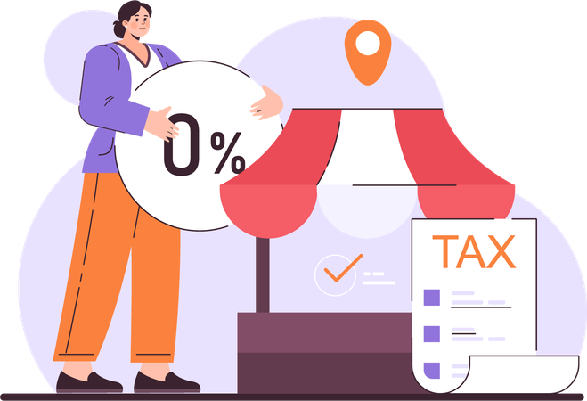 Businesswoman pays business tax  Illustration