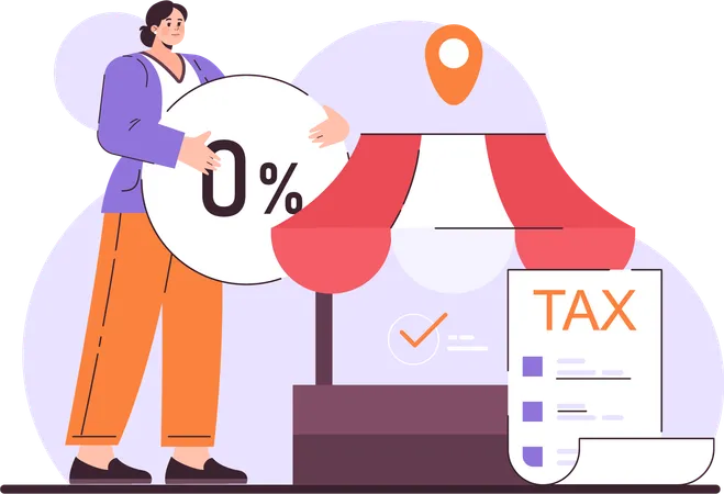 Businesswoman pays business tax  Illustration