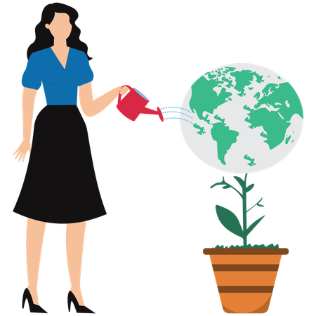 Businesswoman performing global responsibility  Illustration