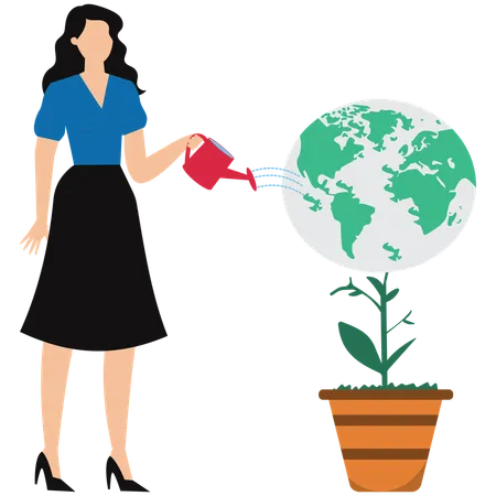 Businesswoman performing global responsibility  Illustration