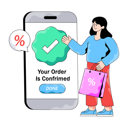 Businesswoman places online Order  Illustration