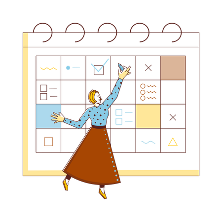 Businesswoman planning calendar event  Illustration