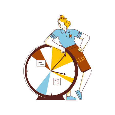 Businesswoman planning time according to clock  Illustration