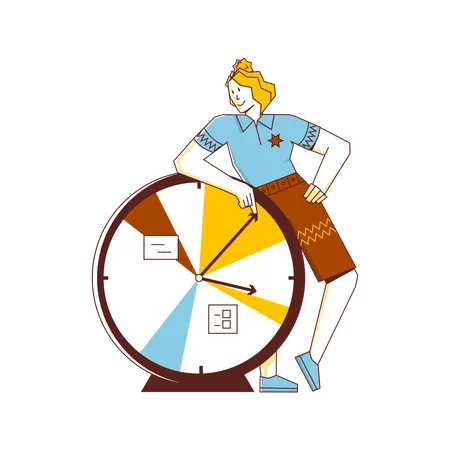 Businesswoman planning time according to clock  Illustration
