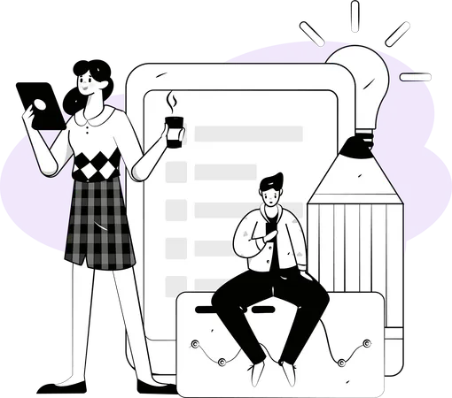 Businesswoman plans out task list  Illustration