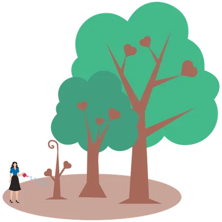 Businesswoman planting trees  Illustration