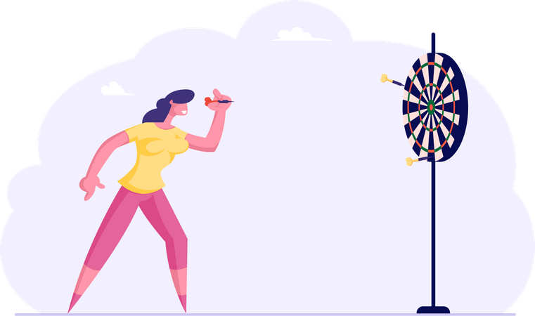 Businesswoman playing dartboard  Illustration