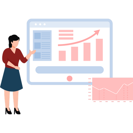 Businesswoman Pointing At Business Graph  Illustration