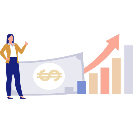 Businesswoman pointing at finance graph  Illustration
