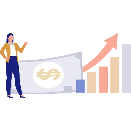 Businesswoman pointing at finance graph  Illustration