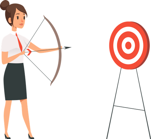 Businesswoman pointing towards target  Illustration