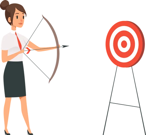 Businesswoman pointing towards target  Illustration