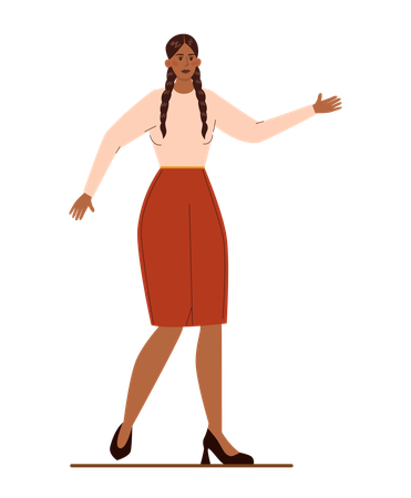 Businesswoman positively searches business way  Illustration