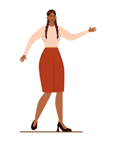 Businesswoman positively searches business way  Illustration