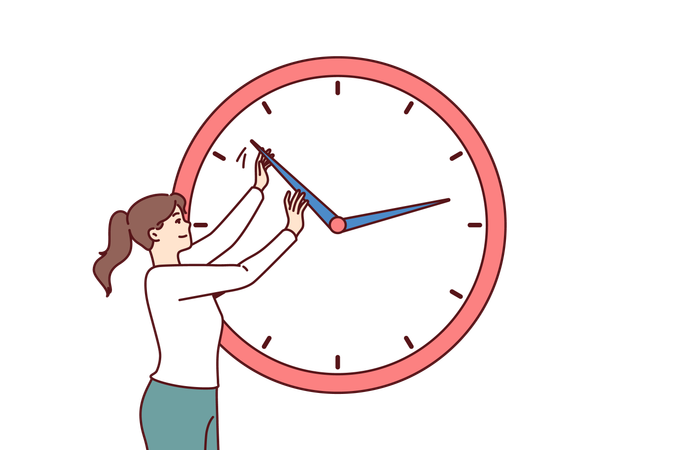 Businesswoman practices time management  Illustration