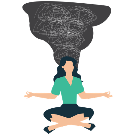 Businesswoman Practicing Mindfulness Meditation  Illustration