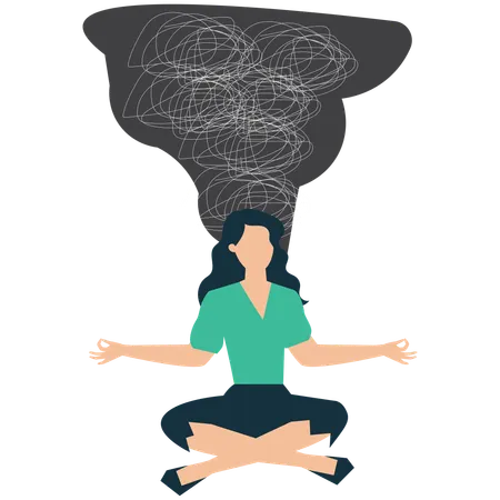 Businesswoman Practicing Mindfulness Meditation  Illustration