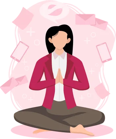 Businesswoman Practicing Yoga  Illustration