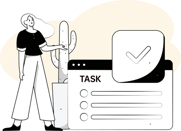 Businesswoman prepares business tasks  Illustration
