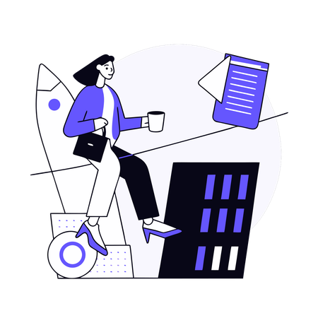 Businesswoman prepares launching report  Illustration