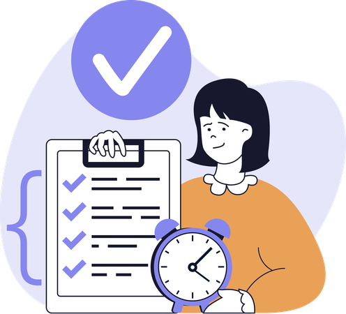 Businesswoman prepares project deadline  Illustration