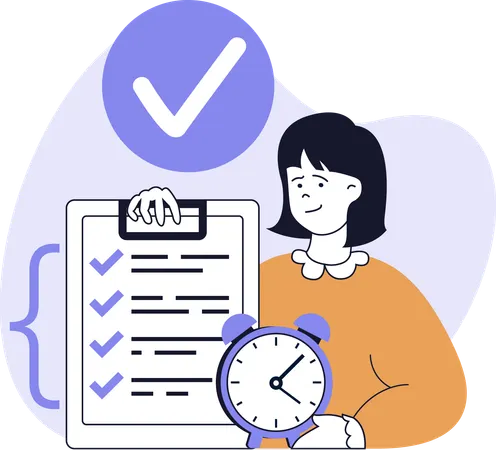 Businesswoman prepares project deadline  Illustration