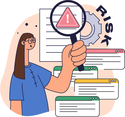 Businesswoman prepares risk report  Illustration