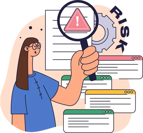 Businesswoman prepares risk report  Illustration