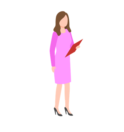 Businesswoman preparing notes for company  Illustration