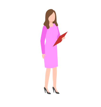 Businesswoman preparing notes for company  Illustration