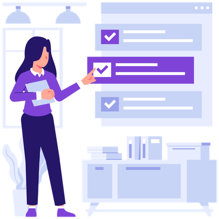 Businesswoman preparing to do list  Illustration