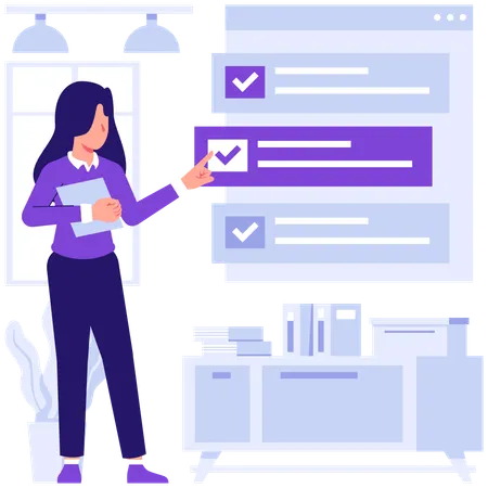 Businesswoman preparing to do list  Illustration