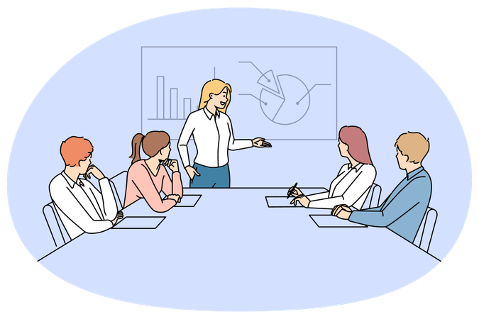 Businesswoman present project for employees  Illustration