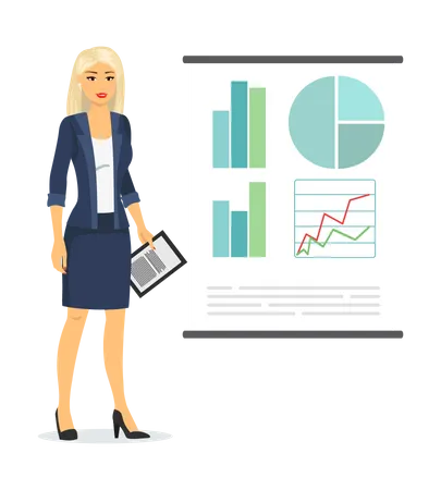Businesswoman presenting analysis chart  Illustration